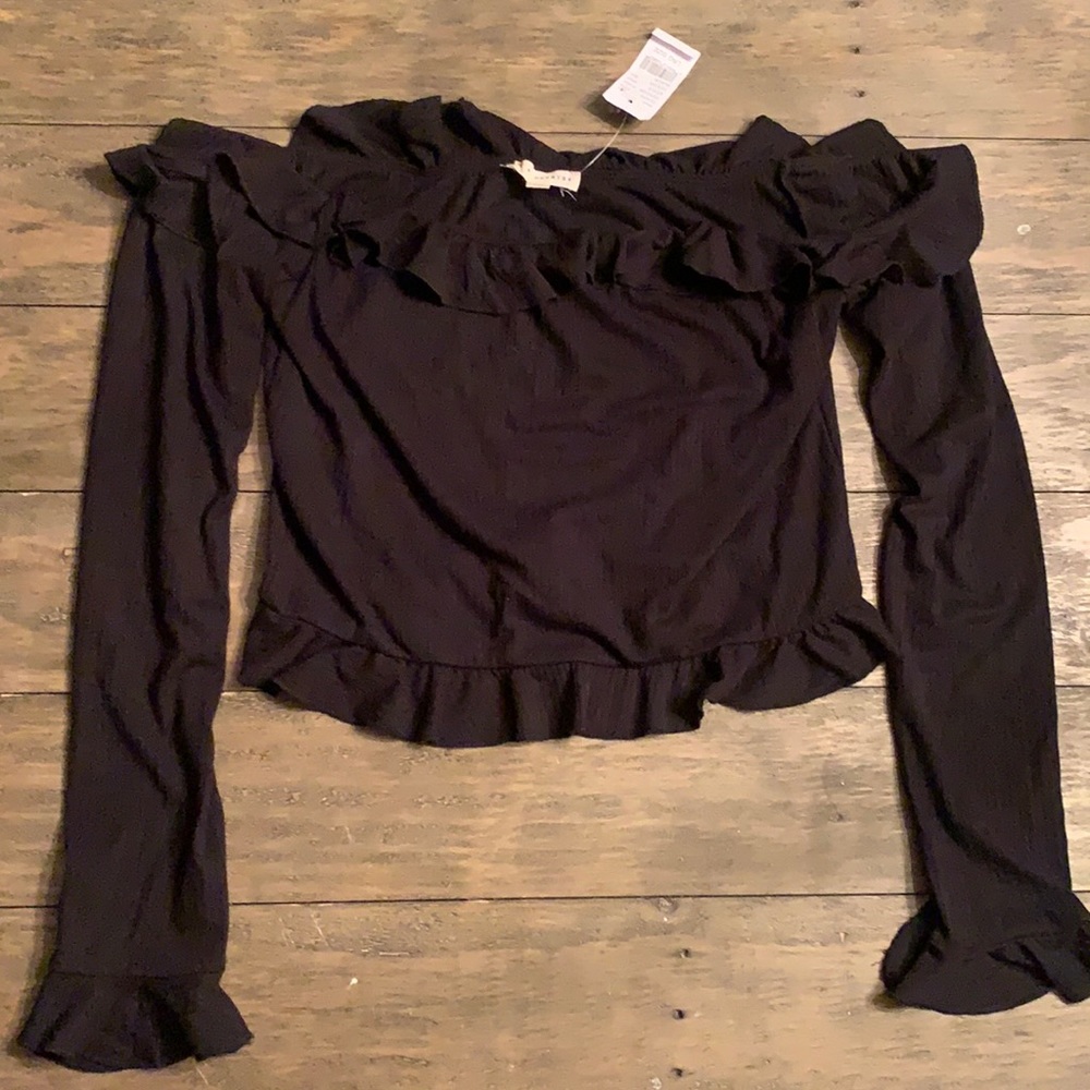 Pacsun Black Off-Shoulder Top with Ruffles